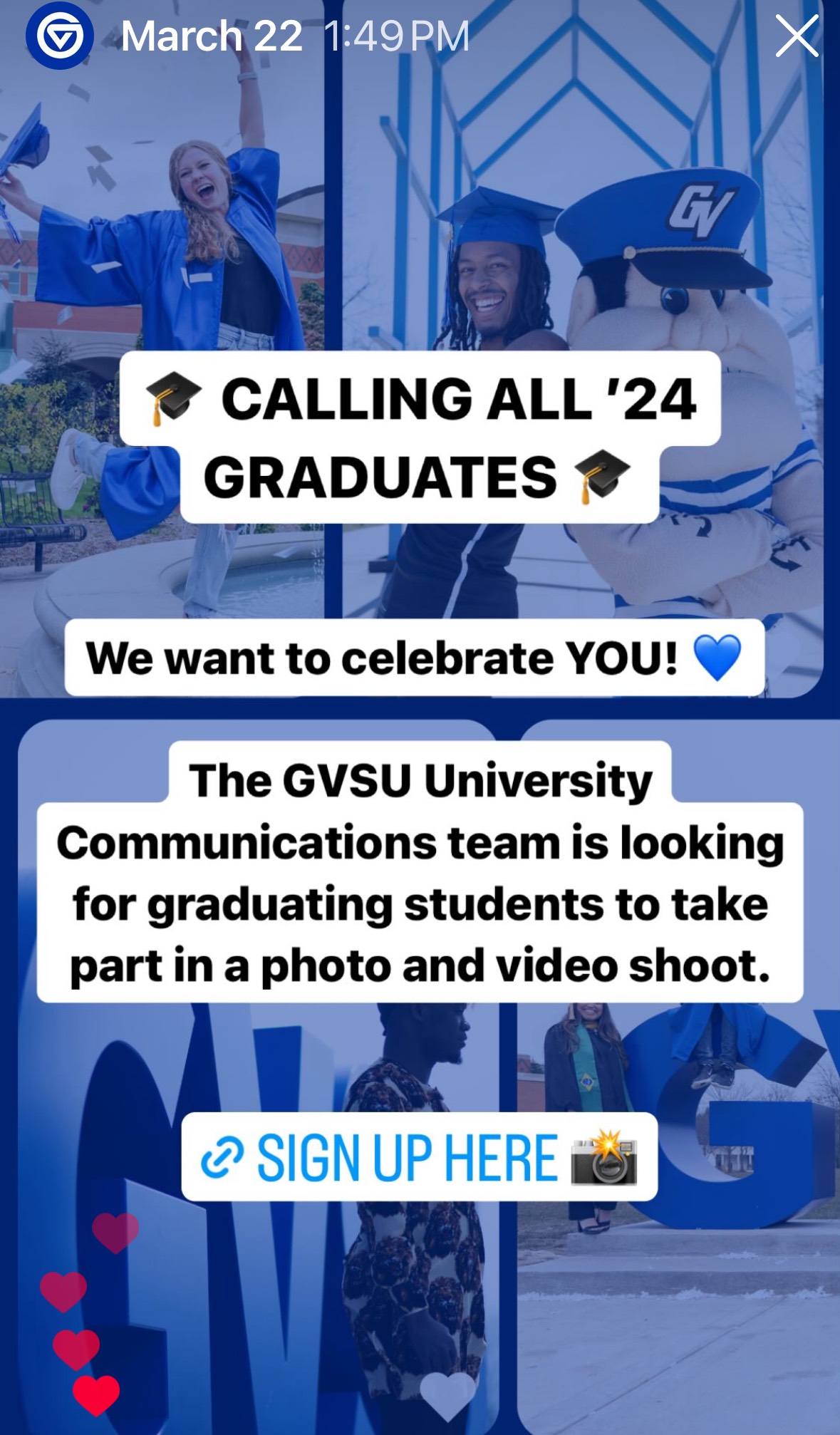 GVSU Instagram Story Example